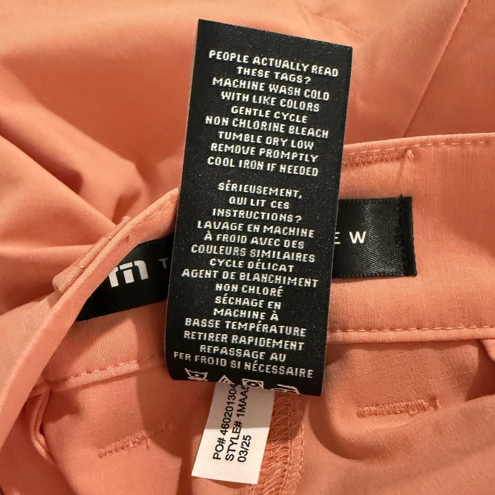 Travis Mathew Tech Chino Shorts Mens 38 Pink Terra Cota Performance Golf New - Picture 6 of 7
